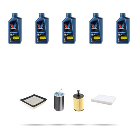 Kit tagliando 4 FILTRI e 5L OLIO compatibile con Jeep Compass 2.0 CDR 103kw dal 2006