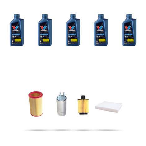 Kit tagliando 4 FILTRI e 5L OLIO compatibile con Lancia Delta III (844) 1.6 Multijet 88kw dal 2008