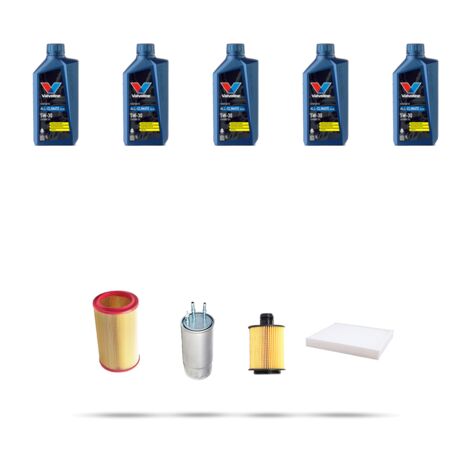 Kit tagliando 4 FILTRI e 5L OLIO compatibile con Lancia Delta III (844) 2.0 Multijet 121kw dal 2008