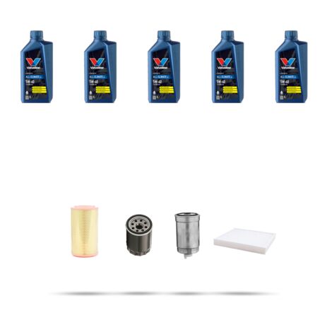 Kit tagliando 4 FILTRI e 5L OLIO compatibile con Lancia Lybra 1.9 JTD 81kw dal 2000
