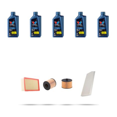Kit tagliando 4 FILTRI e 5L OLIO compatibile con Lancia Phedra 2.0 JTD 100kw dal 2006