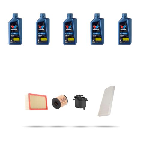 Kit tagliando 4 FILTRI e 5L OLIO compatibile con Lancia Phedra 2.2 jtd 125kw dal 2007 al 2010