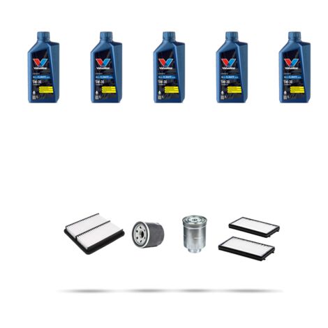 Kit tagliando 4 FILTRI e 5L OLIO compatibile con Mazda 3 (BK) 2.0 CD 105kw dal 2007 al 2009