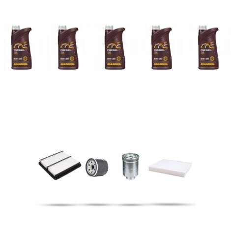 Kit tagliando 4 FILTRI e 5L OLIO compatibile con Mazda 6 (GG,GY) 2.0 CD 105kw dal 2005 al 2007