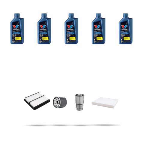 Kit tagliando 4 FILTRI e 5L OLIO compatibile con Mazda 6 (GG,GY) 2.0 Di 100kw dal 2002 al 2007