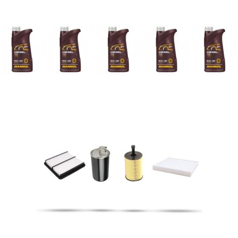 Kit tagliando 4 FILTRI e 5L OLIO compatibile con Mitsubishi Outlander II 2.0 Di-D (CWW) 103kw dal 2007