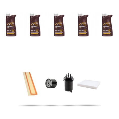Kit tagliando 4 FILTRI e 5L OLIO compatibile con Nissan Almera II (N16) 1.5 dci 60kw Dal 2002