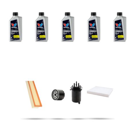 Kit tagliando 4 FILTRI e 5L OLIO compatibile con Nissan Kubistar 1.5 dci 42kw Dal 2003