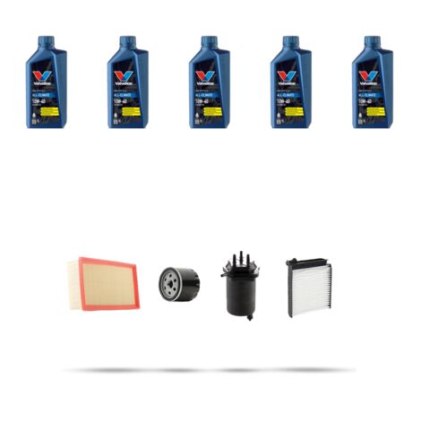 Kit tagliando 4 FILTRI e 5L OLIO compatibile con Nissan Note (E11) 1.5 dci 66kw Dal 2010