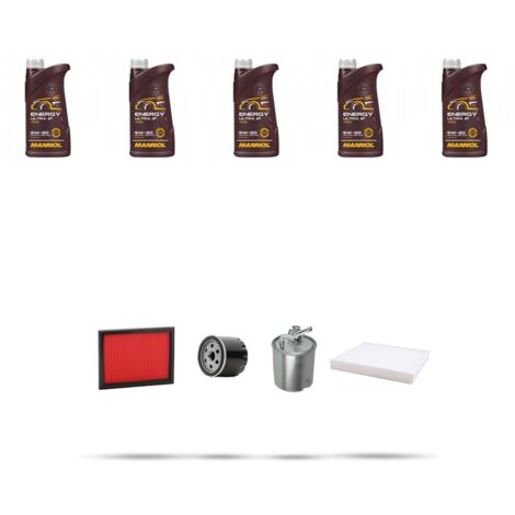 Kit tagliando 4 FILTRI e 5L OLIO compatibile con Nissan Qashqai (J10E,JJ10E) 1.5 Dci DpF 76kw Dal 2007