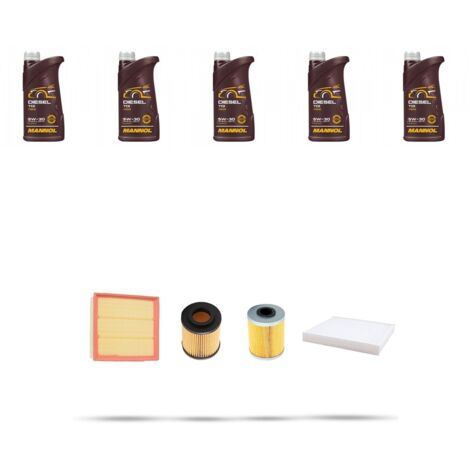 Kit tagliando 4 FILTRI e 5L OLIO compatibile con Opel Meriva A 1.7 CDTI 74kw Dal 2003 al 2010