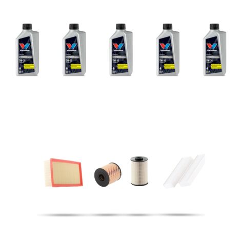 Kit tagliando 4 FILTRI e 5L OLIO compatibile con Peugeot 3008 2.0 HDI 110kw dal 2009