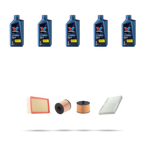 Kit tagliando 4 FILTRI e 5L OLIO compatibile con Peugeot 307 2.0 HDI 100kw dal 2003