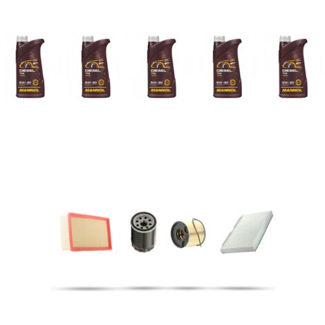 Kit tagliando 4 FILTRI e 5L OLIO compatibile con Peugeot 307 2.0 HDI FAp 79kw dal 2001