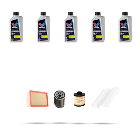 Kit tagliando 4 FILTRI e 5L OLIO compatibile con Peugeot 308 II 2.0 GT BlueHDi 133kw dal 2014