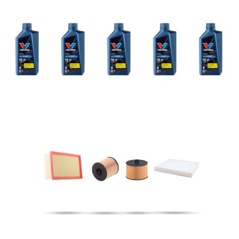 Kit tagliando 4 FILTRI e 5L OLIO compatibile con Peugeot 407 2.0 Hdi 100kw dal 2004