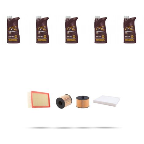 Kit tagliando 4 FILTRI e 5L OLIO compatibile con Peugeot 407 2.0 Hdi 100kw dal 2004