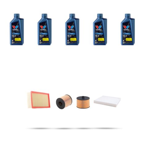 Kit tagliando 4 FILTRI e 5L OLIO compatibile con Peugeot 407 2.0 Hdi 103kw dal 2008