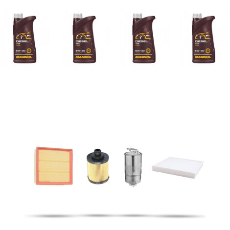 Kit tagliando 4 FILTRI e 5L OLIO compatibile con Peugeot 407 2.0 Hdi 103kw dal 2008