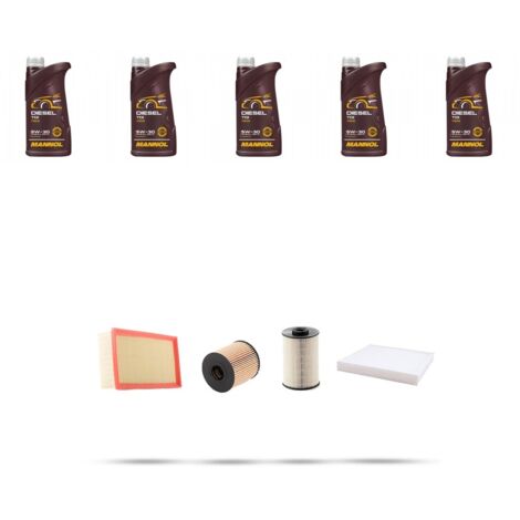Kit tagliando 4 FILTRI e 5L OLIO compatibile con Peugeot 407 2.0 Hdi 120kw dal 2009