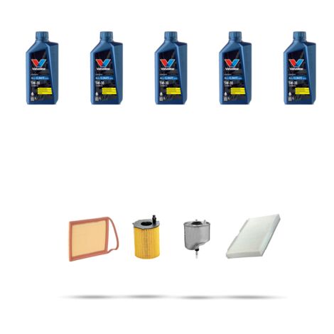 Kit tagliando 4 FILTRI e 5L OLIO compatibile con Peugeot 408 1.6 HDI 82kw dal 2012