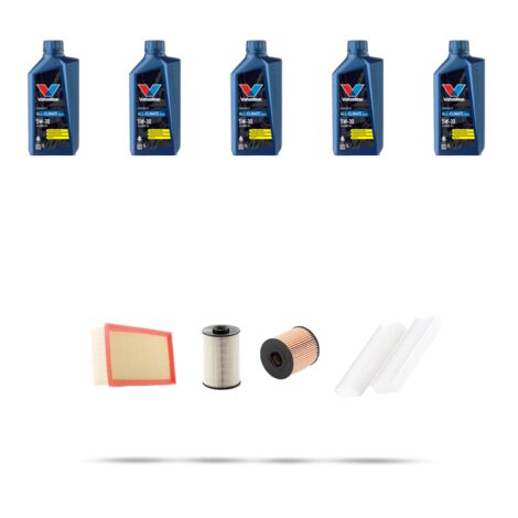 Kit tagliando 4 FILTRI e 5L OLIO compatibile con Peugeot 5008 2.0 HDI 100kw dal 2012