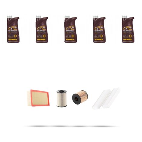 Kit tagliando 4 FILTRI e 5L OLIO compatibile con Peugeot 5008 2.0 HDI 110kw dal 2009