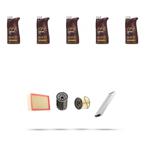 Kit tagliando 4 FILTRI e 5L OLIO compatibile con Peugeot 607 2.0 HDi 80kw dal 2001