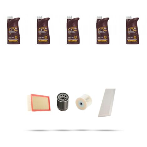 Kit tagliando 4 FILTRI e 5L OLIO compatibile con Peugeot 807 2.2 HDI FAP 100kw dal 2002 al 2006
