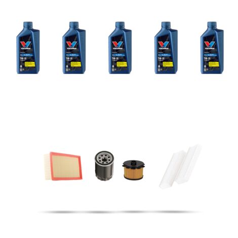 Kit tagliando 4 FILTRI e 5L OLIO compatibile con Peugeot Partner II 19D 51kw dal 2008