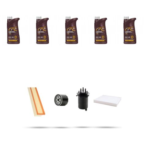 Kit tagliando 4 FILTRI e 5L OLIO compatibile con Renault Clio II 1.5 dci 48kw Dal 2001