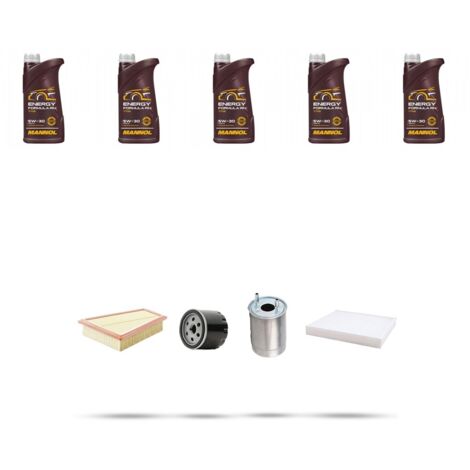 Kit tagliando 4 FILTRI e 5L OLIO compatibile con Renault Fluence 1.5 dci 66kw Dal 2010