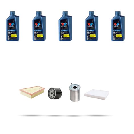 Kit tagliando 4 FILTRI e 5L OLIO compatibile con Renault Megane CC 1.9 Dci 96kw Dal 2011