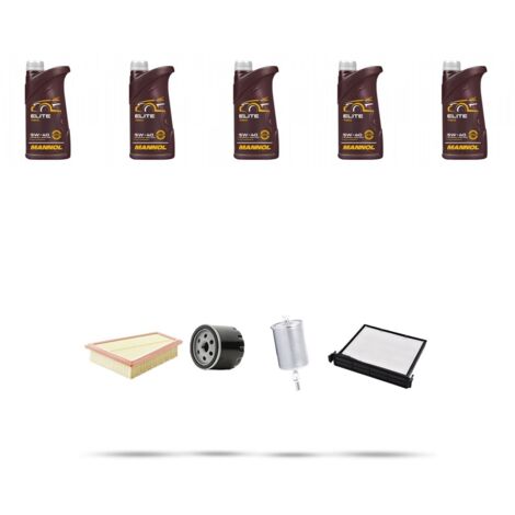 Kit tagliando 4 FILTRI e 5L OLIO compatibile con Renault Megane II 1.4 16v 60kw Dal 2002