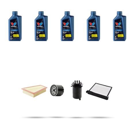 Kit tagliando 4 FILTRI e 5L OLIO compatibile con Renault Megane II 1.5 dci 60kw Dal 2002