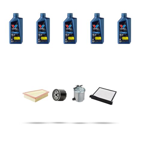 Kit tagliando 4 FILTRI e 5L OLIO compatibile con Renault Megane II 1.5 dci 63kw Dal 2005