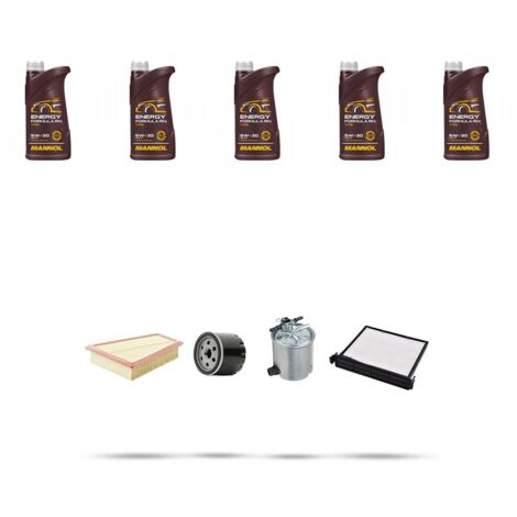 Kit tagliando 4 FILTRI e 5L OLIO compatibile con Renault Megane II 1.5 dci 78kw Dal 2005