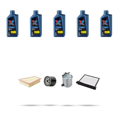 Kit tagliando 4 FILTRI e 5L OLIO compatibile con Renault Megane II 1.5 dci 78kw Dal 2005