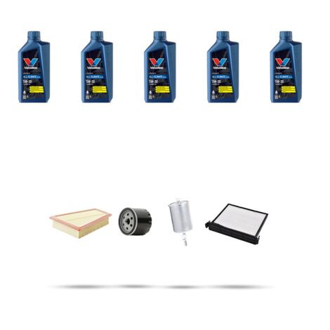 Kit tagliando 4 FILTRI e 5L OLIO compatibile con Renault Megane II 1.6 16v 83kw Dal 2002