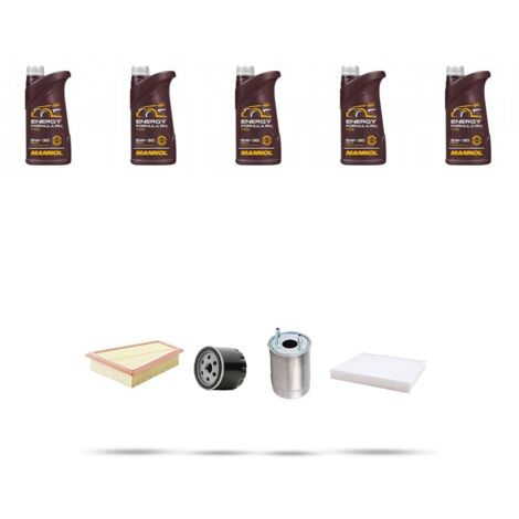 Kit tagliando 4 FILTRI e 5L OLIO compatibile con Renault Megane III 1.5 DCI 70kw dal 2014