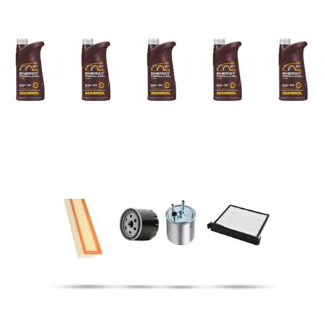 Kit tagliando 4 FILTRI e 5L OLIO compatibile con Renault Twingo II 1.5 dci 48kw Dal 2007