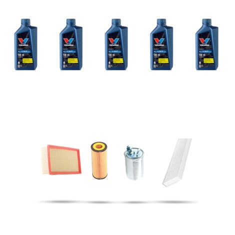 Kit tagliando 4 FILTRI e 5L OLIO compatibile con Seat Alhambra (7V) 1.9 Tdi 85kw dal 2000 al 2010
