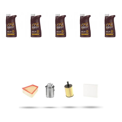 Kit tagliando 4 FILTRI e 5L OLIO compatibile con Seat Ibiza III 1.4 TDI 59kw dal 2005 al 2009