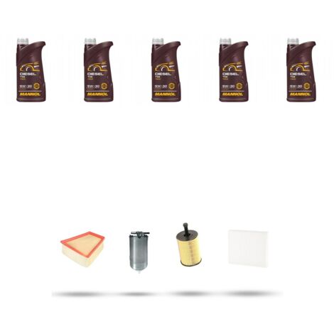 Kit tagliando 4 FILTRI e 5L OLIO compatibile con Seat Ibiza III 1.9 SDI 47kw dal 2002 al 2009