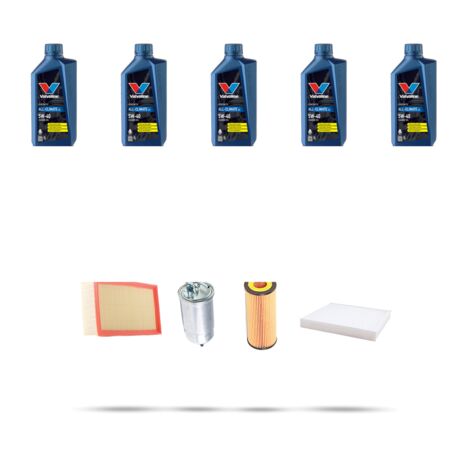 Kit tagliando 4 FILTRI e 5L OLIO compatibile con Seat Toledo II 1.9 TDI 96kw dal 2003