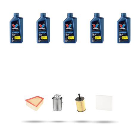 Kit tagliando 4 FILTRI e 5L OLIO compatibile con Skoda Fabia II (545,542) 1.4 TDI 59kw dal 2007 al 2014