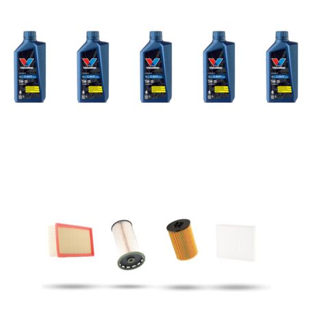 Kit tagliando 4 FILTRI e 5L OLIO compatibile con Skoda Superb III (3V) 1.6 TDI 88kw Dal 2015
