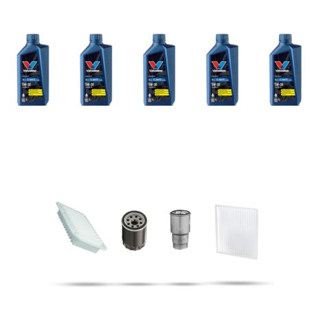 Kit tagliando 4 FILTRI e 5L OLIO compatibile con Toyota Yaris I (p1) 1.4 55kw Dal 2001