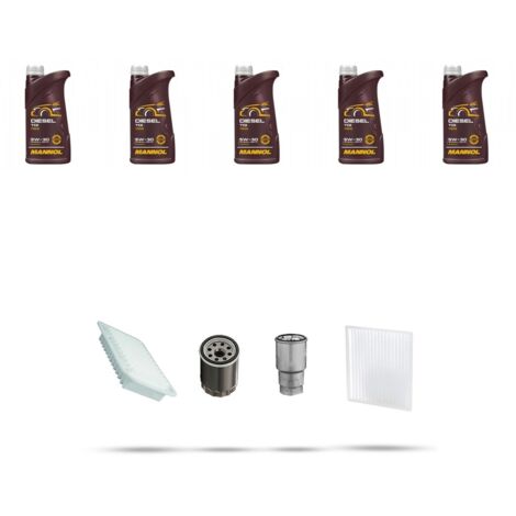 Kit tagliando 4 FILTRI e 5L OLIO compatibile con Toyota Yaris I (p1) 1.4 55kw Dal 2001