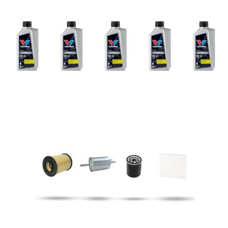 Kit tagliando 4 FILTRI e 5L OLIO compatibile con Volvo V50 1.8 flexiFuel 92Kw dal 2004